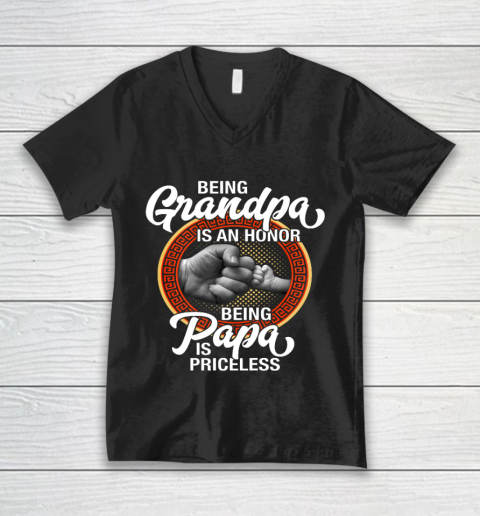 Being Grandpa Is An Honor Being PaPa is Priceless Father Day V-Neck T-Shirt
