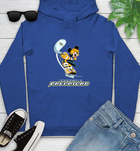 NHL Hockey Nashville Predators Cheerful Mickey Mouse Shirt Youth Hoodie 9