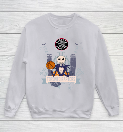 NBA Toronto Raptors Basketball Jack Skellington Halloween Youth Sweatshirt 3