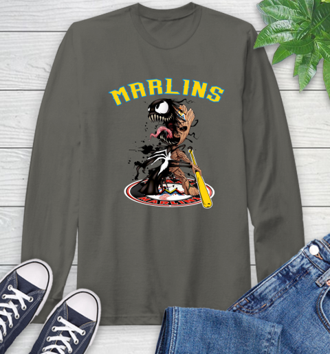 MLB Miami Marlins Baseball Venom Groot Guardians Of The Galaxy Long Sleeve T-Shirt 8