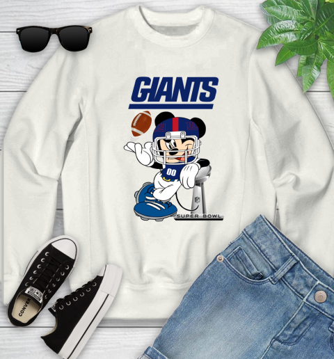 NFL Newyork Giants Mickey Mouse Disney Super Bowl Football T Shirt Youth Sweatshirt Tee For Sports