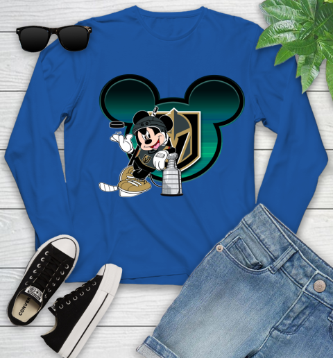 NHL Vegas Golden Knights Stanley Cup Mickey Mouse Disney Hockey T Shirt Youth Long Sleeve 9
