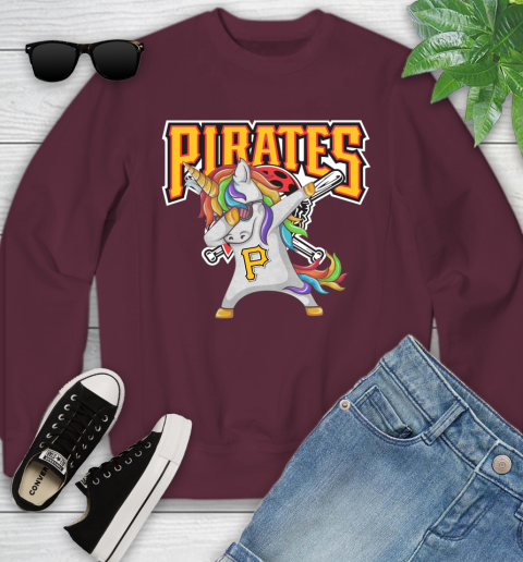 Pittsburgh Pirates MLB Baseball Funny Unicorn Dabbing Sports Youth Sweatshirt 5