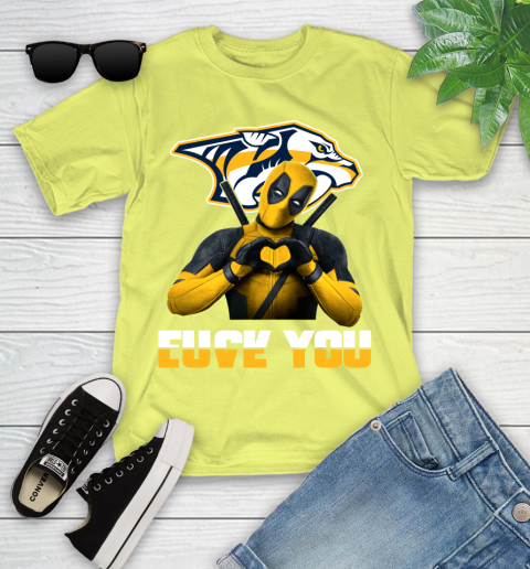 NHL Nashville Predators Deadpool Love You Fuck You Hockey Sports Youth T-Shirt 10
