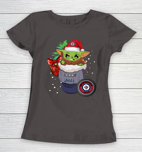 Winnipeg Jets Christmas Baby Yoda Star Wars Funny Happy NHL Women's T-Shirt 8