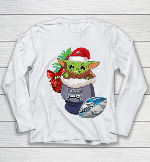 Philadelphia Eagles Christmas Baby Yoda Star Wars Funny Happy NFL Youth Long Sleeve 2