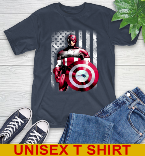 New England Patriots NFL Football Captain America Marvel Avengers American Flag Shirt T-Shirt 3