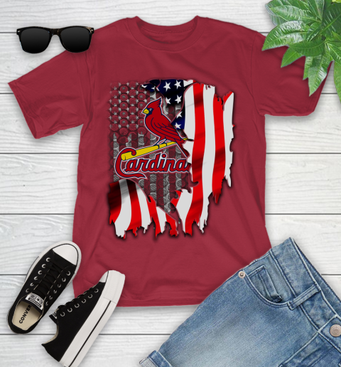 St.Louis Cardinals MLB Baseball American Flag Youth T-Shirt 14