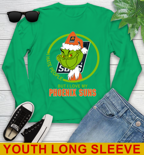Phoenix Suns NBA Christmas Grinch I Hate People But I Love My Favorite Basketball Team Youth Long Sleeve 7