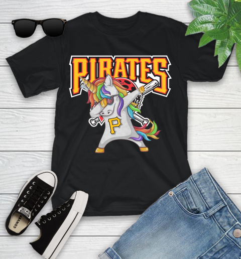 Pittsburgh Pirates MLB Baseball Funny Unicorn Dabbing Sports Youth T-Shirt 2