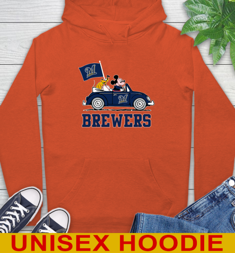 MLB Baseball Milwaukee Brewers Pluto Mickey Driving Disney Shirt Hoodie 5