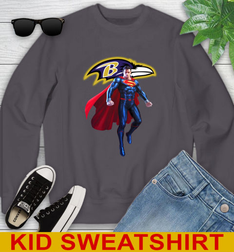 NFL Superman DC Sports Football Baltimore Ravens Youth Sweatshirt 6