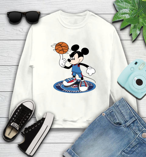 NBA Basketball Oklahoma City Thunder Cheerful Mickey Disney Shirt Sweatshirt 2