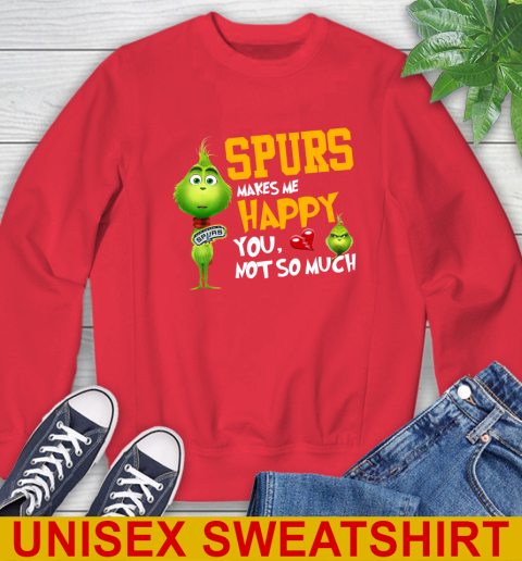 NBA San Antonio Spurs Makes Me Happy You Not So Much Grinch Basketball Sports Sweatshirt 12