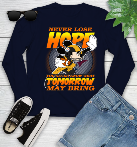 Pittsburgh Steelers NFL Football Mickey Disney Never Lose Hope Youth Long Sleeve 2