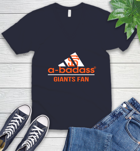 MLB A Badass San Francisco Giants Fan Adidas Baseball Sports V-Neck T-Shirt 2