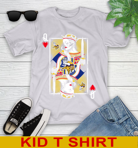 NFL Football Minnesota Vikings The Queen Of Hearts Card Shirt Youth T-Shirt 4