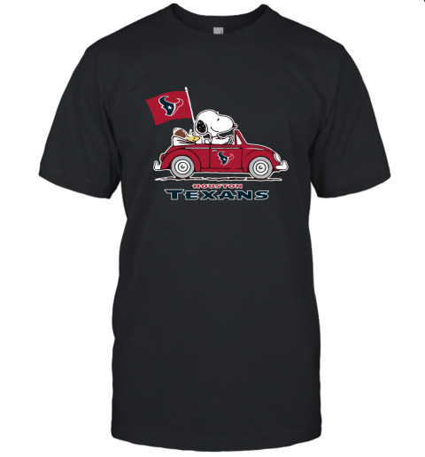Snoopy And Woodstock Ride The Houston Texans Car NFL Unisex Jersey Tee