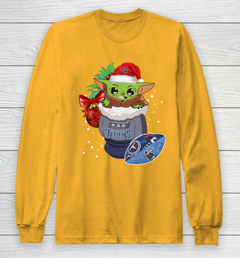 Tennessee Titans Christmas Baby Yoda Star Wars Funny Happy NFL Long Sleeve T-Shirt 3