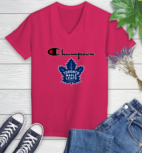 NHL Hockey Toronto Maple Leafs Champion Shirt Women's V-Neck T-Shirt 6