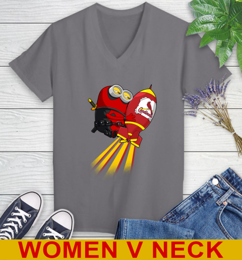 MLB Baseball St.Louis Cardinals Deadpool Minion Marvel Shirt Women's V-Neck T-Shirt 11