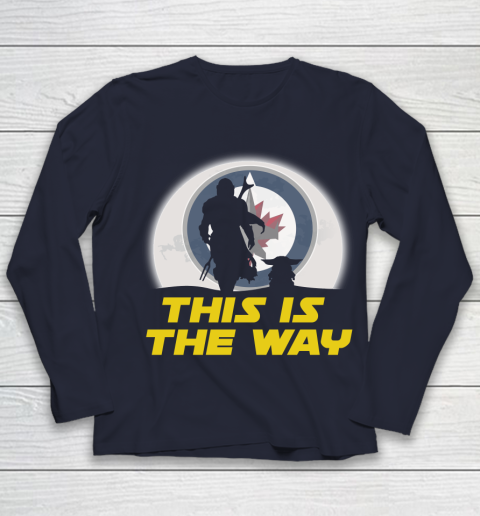 Winnipeg Jets NHL Ice Hockey Star Wars Yoda And Mandalorian This Is The Way Youth Long Sleeve 2