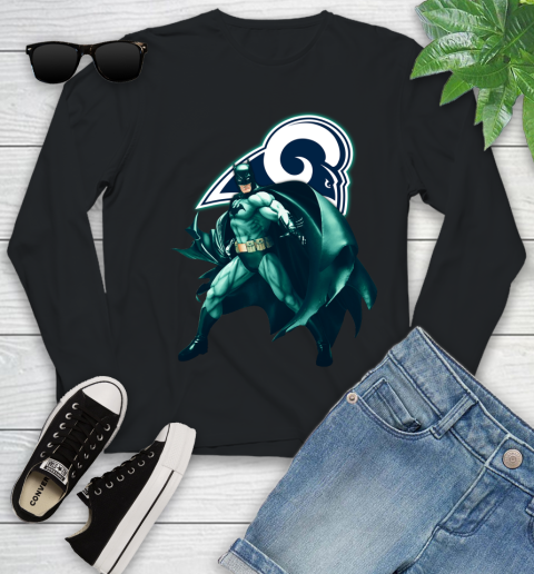 NFL Batman Football Sports Los Angeles Rams Youth Long Sleeve 2