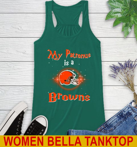 NFL Football Harry Potter My Patronus Is A Cleveland Browns Racerback Tank 5