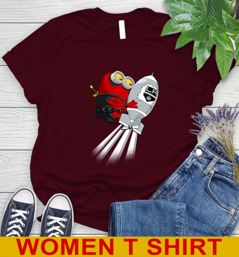NHL Hockey Los Angeles Kings Deadpool Minion Marvel Shirt Women's T-Shirt 6