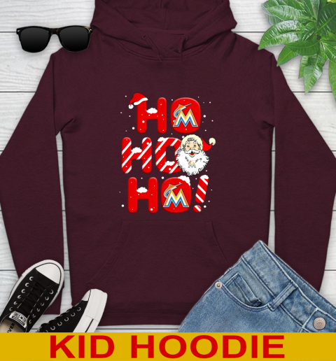 Miami Marlins MLB Baseball Ho Ho Ho Santa Claus Merry Christmas Shirt Youth Hoodie 7