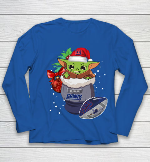 New York Giants Christmas Baby Yoda Star Wars Funny Happy NFL Youth Long Sleeve 9