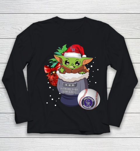 Colorado Rockies Christmas Baby Yoda Star Wars Funny Happy MLB Youth Long Sleeve