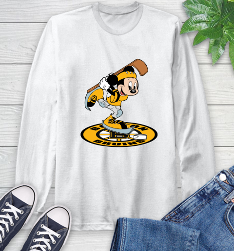 NHL Hockey Boston Bruins Cheerful Mickey Disney Shirt Long Sleeve T-Shirt 2