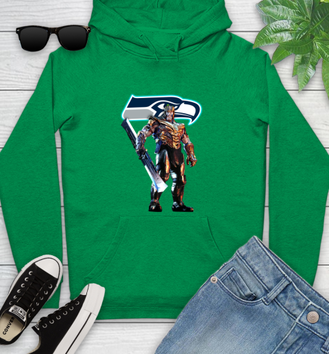 NFL Thanos Gauntlet Avengers Endgame Football Seattle Seahawks Youth Hoodie 7