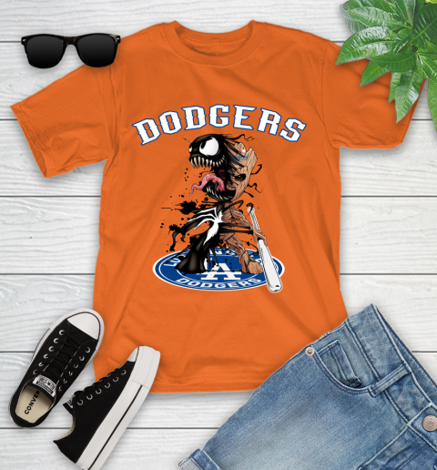 MLB Los Angeles Dodgers Baseball Venom Groot Guardians Of The Galaxy Youth T-Shirt 7