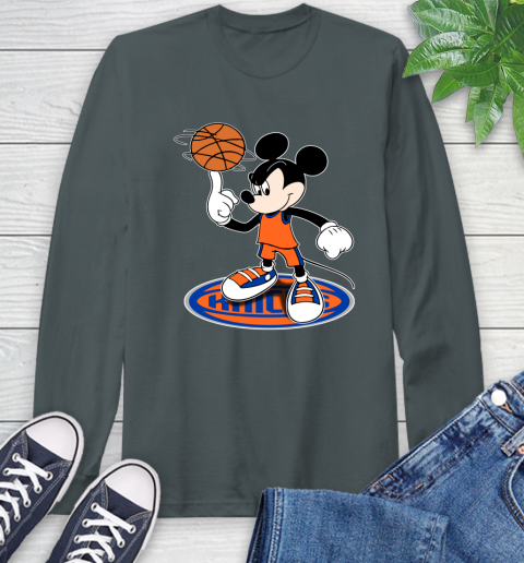 NBA Basketball New York Knicks Cheerful Mickey Disney Shirt Long Sleeve T-Shirt 7