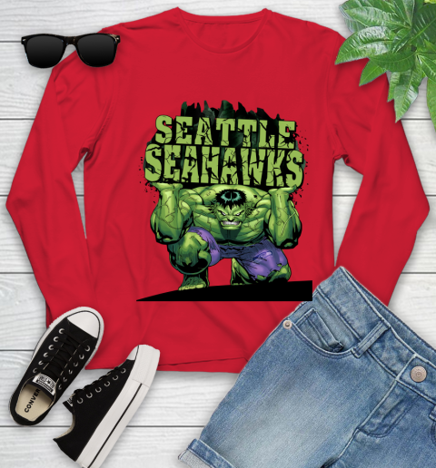 Seattle Seahawks NFL Football Incredible Hulk Marvel Avengers Sports Youth Long Sleeve 11