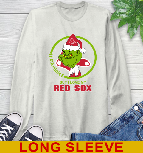 Boston Red Sox MLB Christmas Grinch I Hate People But I Love My Favorite Baseball Team Long Sleeve T-Shirt 12