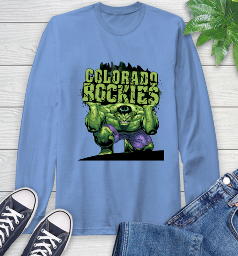 Colorado Rockies MLB Baseball Incredible Hulk Marvel Avengers Sports Long Sleeve T-Shirt 11