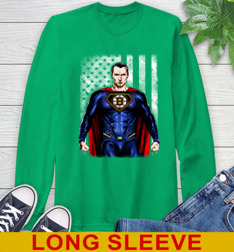 NHL Hockey Boston Bruins Superman DC Shirt Long Sleeve T-Shirt 8