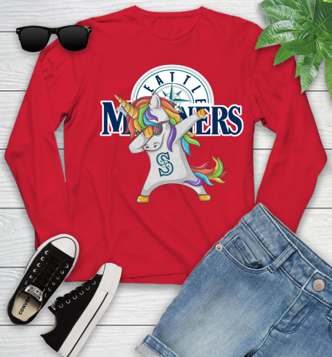 Seattle Mariners MLB Baseball Funny Unicorn Dabbing Sports Youth Long Sleeve 11