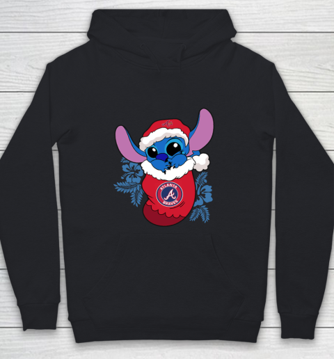 Atlanta Braves Christmas Stitch In The Sock Funny Disney MLB Youth Hoodie