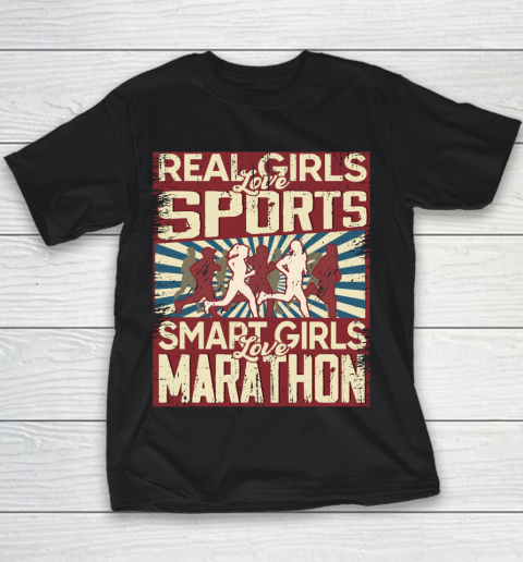Real girls love sports smart girls love marathon Youth T-Shirt