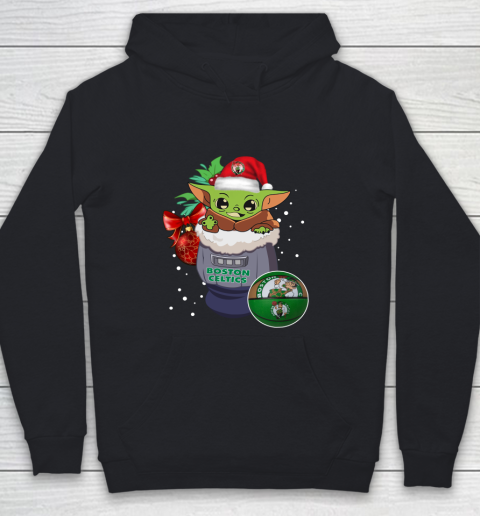 Boston Celtics Christmas Baby Yoda Star Wars Funny Happy NBA Youth Hoodie