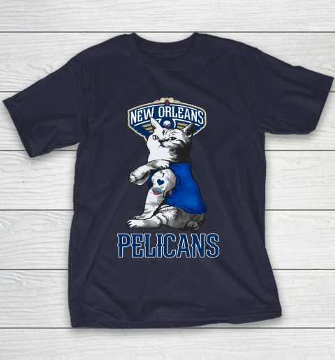 NBA Basketball My Cat Loves New Orleans Pelicans Youth T-Shirt 2