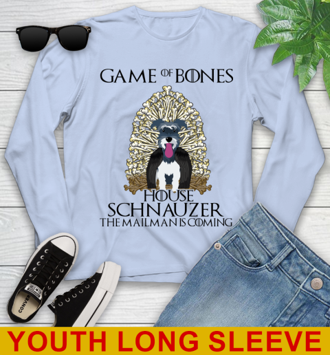 Game of bones house schnauzer dog the mailman is coming tshirt 107