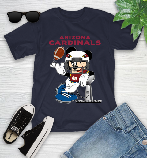 NFL Arizona Cardinals Mickey Mouse Disney Super Bowl Football T Shirt Youth T-Shirt 3