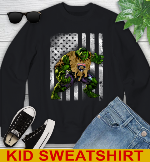 Florida Panthers Hulk Marvel Avengers NHL Hockey American Flag Youth Sweatshirt