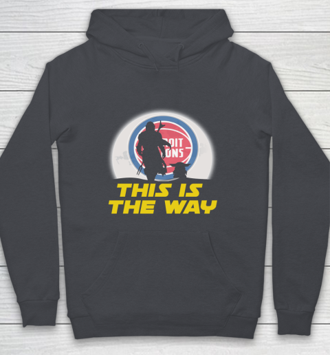 Detroit Pistons NBA Basketball Star Wars Yoda And Mandalorian This Is The Way Youth Hoodie 5