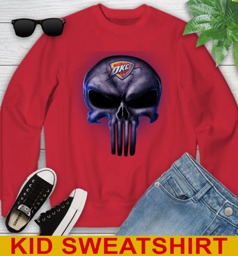 Oklahoma City Thunder NBA Basketball Punisher Skull Sports Youth Sweatshirt 7